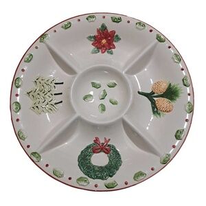 Holiday Ceramic Chip and Dip Dish